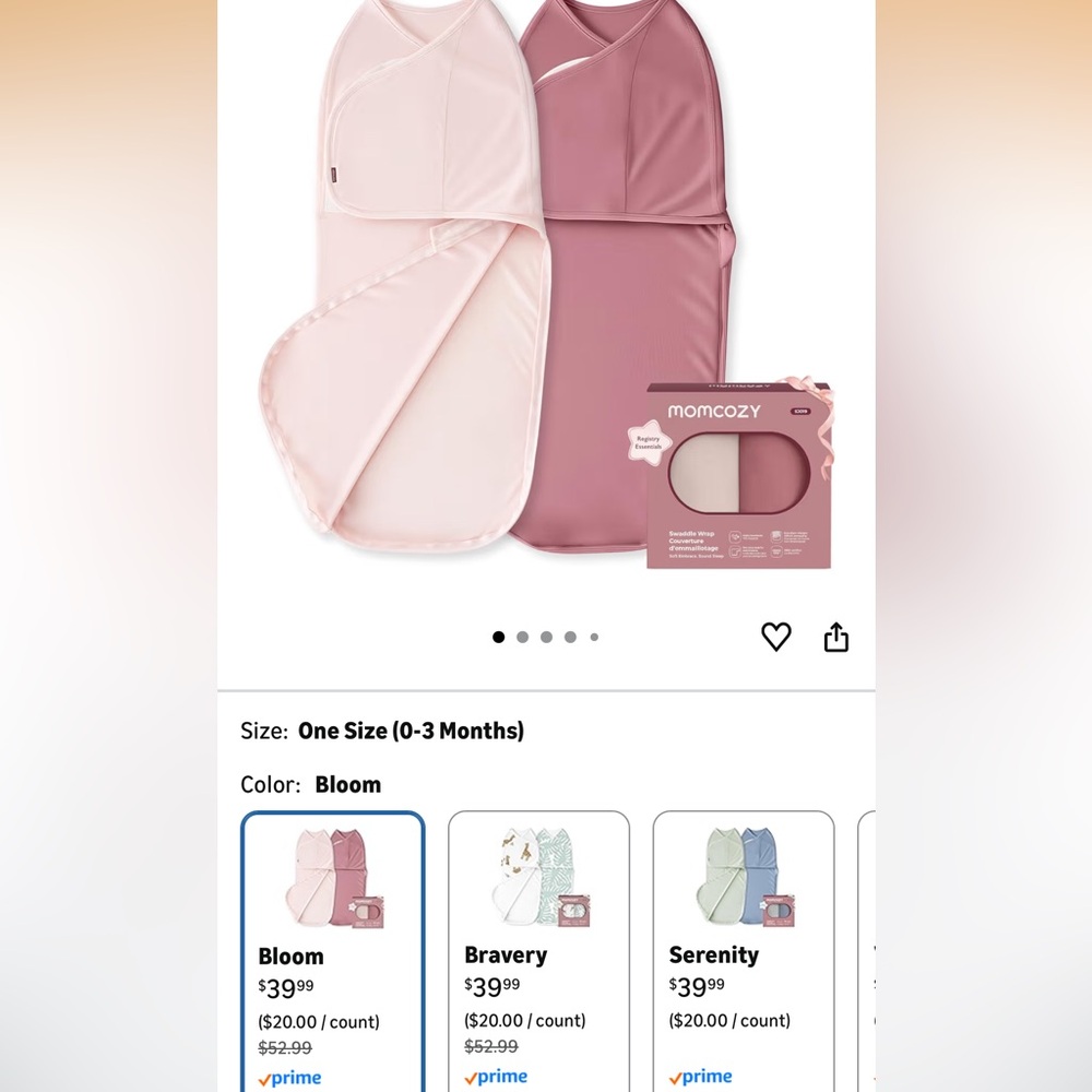 Momcozy Pink and Mauve Baby Swaddle Set
